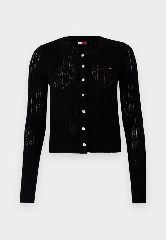 25FW 타미힐피거 포인텔 크루넥 가디건 DW20966BDS BLACK DOM - Tommy Hilfiger