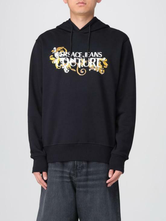 25SS 베르사체 로고 프린트 바로코 후드 티셔츠 78GAIC05CF00CG89 BLACK DOM - Versace