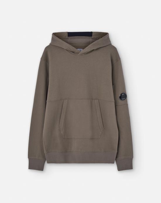 씨피 컴퍼니 다이애그널 레이즈드 플리스 렌즈 후드 티셔츠 17CMSS024A005086W359 WALNUT DOM - CP company