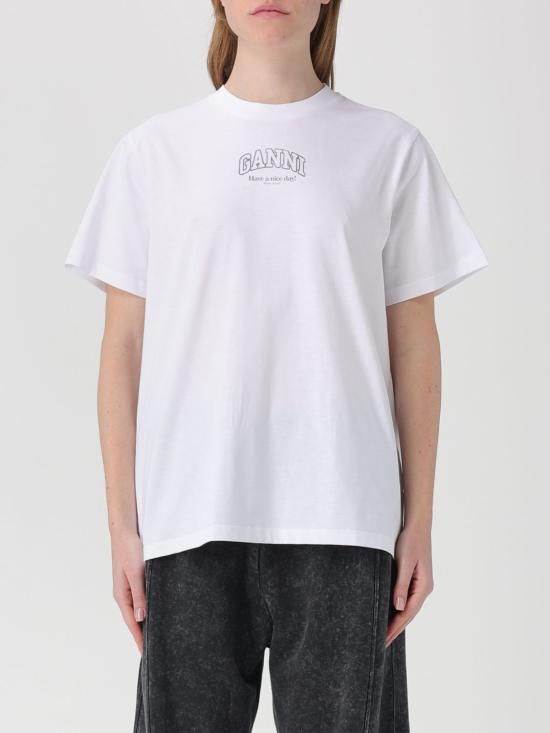 26SS 가니 로고 에센셜 티셔츠 A1050057151 WHITE DOM - Ganni