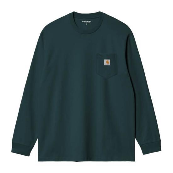 25FW 칼하트 WIP 롱슬리브 포켓 티셔츠 I0304370AUXX DEEP LAGOON DOM - Carhartt