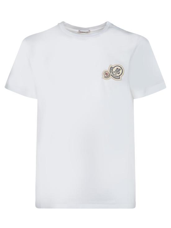 25FW 몽클레어 더블 로고 패치 코튼 티셔츠 8C000358390Y001 WHITE DOM - Moncler