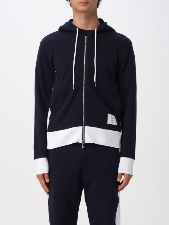 26SS 톰브라운 4바 저지 집업 후디 MJT517A03037415 NAVY DOM - Thom Browne
