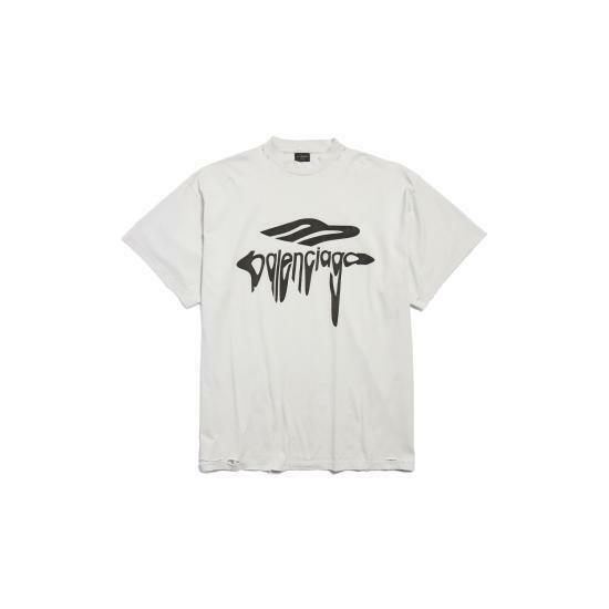 25SS 발렌시아가 3B 리퀴파이드 오버사이즈 티셔츠 787349TRVS89081 WHITE DOM - Balenciaga