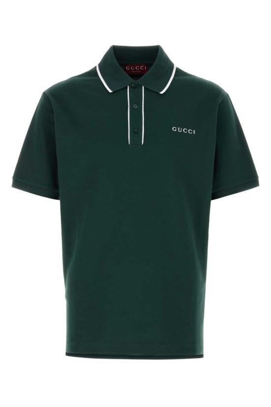 26SS 구찌 자수 코튼 피케 폴로 셔츠 806250XJHHO3015 DARK GREEN DOM - Gucci