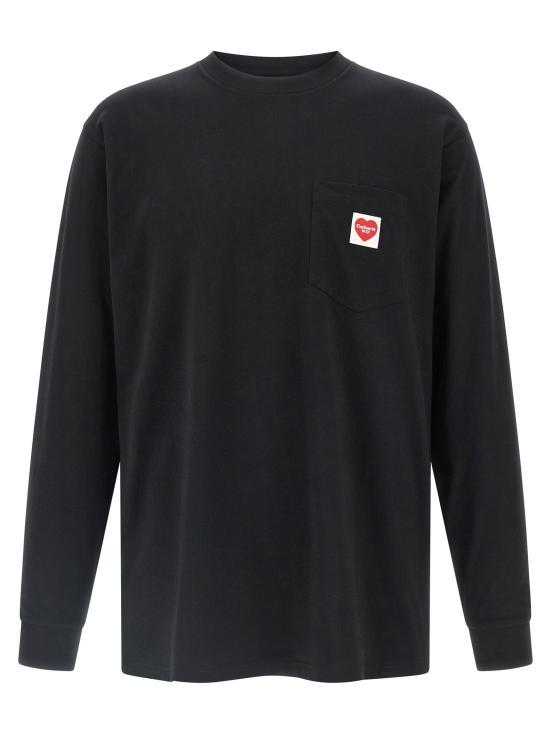 25FW 칼하트 WIP 포켓 롱 슬리브 티셔츠 I0353001V2XX BLACK RED DOM - Carhartt