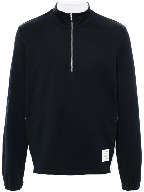26SS 톰브라운 4바 저지 하프집 풀오버 MJT503A03037415 NAVY DOM - Thom Browne