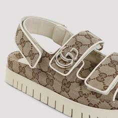구찌 GG 슈프림 벨크로 스트랩 캔버스 샌들 816630FAD9F9753 BEIGE DARK BROWN DOM 썸네일 4