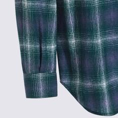 25FW 오라리 긴팔 셔츠 A25AS01WN FOREST GREEN X NAVY DOM 썸네일 3