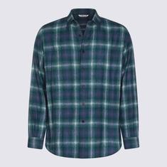 25FW 오라리 긴팔 셔츠 A25AS01WN FOREST GREEN X NAVY DOM 썸네일 1