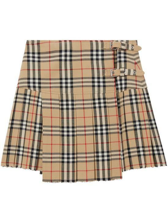 버버리 플리츠 체크 울 미니 킬트 스커트 8025832 - Burberry