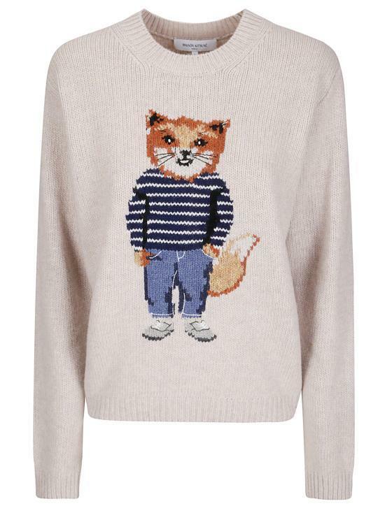 25FW 메종키츠네 드레스드 폭스 인타르시아 울 점퍼 PW00812KH00020382 PARCHMENT WHITE DOM - Maison Kitsune