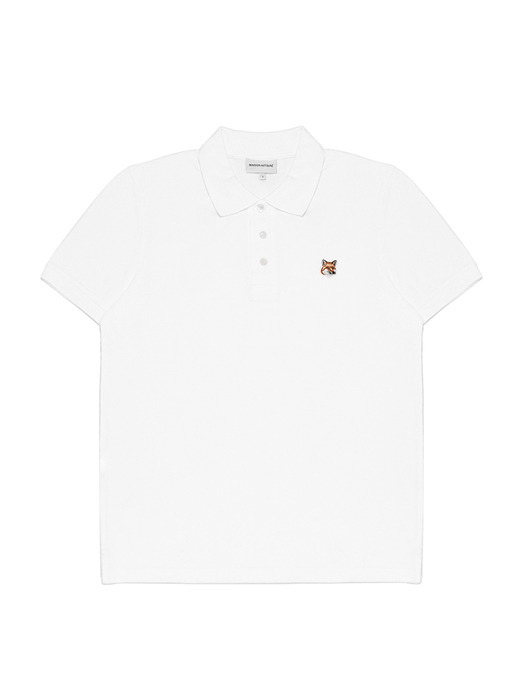25SS 메종키츠네 폭스헤드 패치 폴로 티셔츠 LM00208KJ7002P100 WHITE DOM - Maison Kitsune