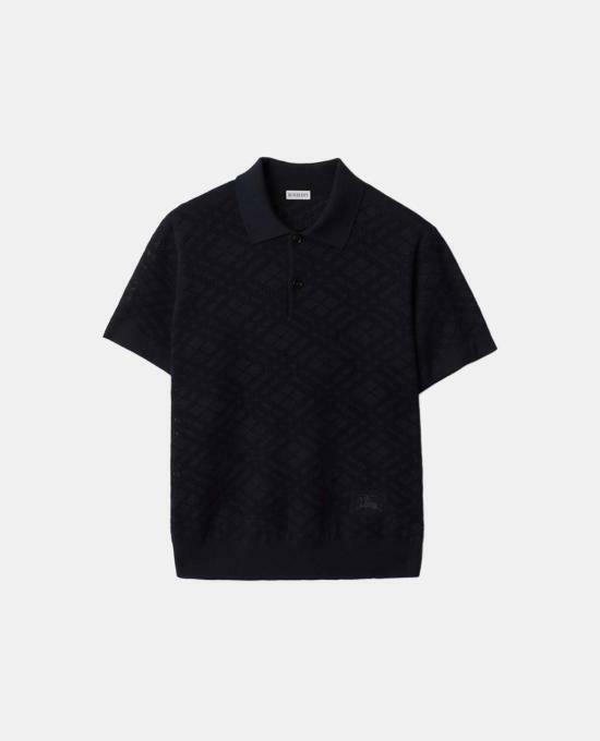 26SS 버버리 체크 울 폴로 셔츠 8118493 SILHOUETTE BLUE DOM - Burberry