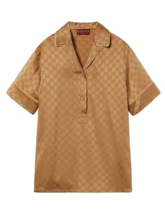 25SS 구찌 GG 새틴 반팔 셔츠 814927ZAQKJ2031 - Gucci