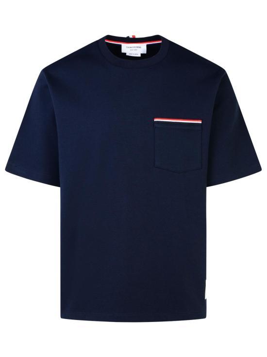 26SS 톰브라운 밀라노 코튼 오버사이즈 포켓 티셔츠 MJS183A07323415 NAVY DOM - Thom Browne