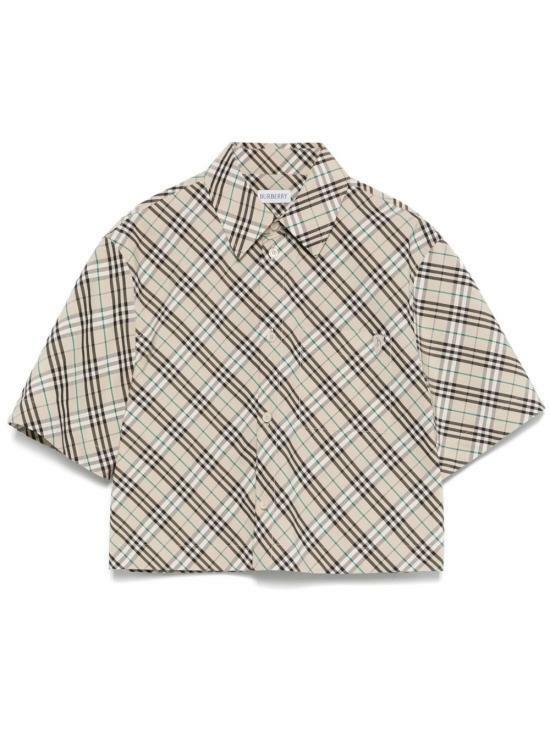 25SS 버버리 체크 크롭 코튼 셔츠 8101121 - Burberry
