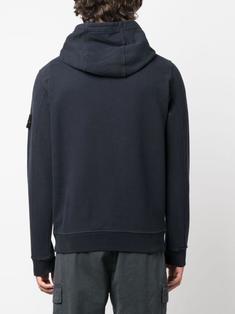 스톤 아일랜드 브러시드 코튼 플리스 스냅 후드 티셔츠 791561720V0020 NAVY BLUE DOM 썸네일 4