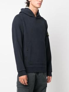 스톤 아일랜드 브러시드 코튼 플리스 스냅 후드 티셔츠 791561720V0020 NAVY BLUE DOM 썸네일 3