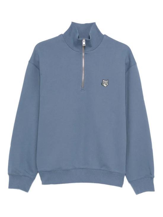 25FW 메종키츠네 폭스 헤드 컴포트 하프 집 스웨트셔츠 PM00305KM03410380 SEINE BLUE DOM - Maison Kitsune