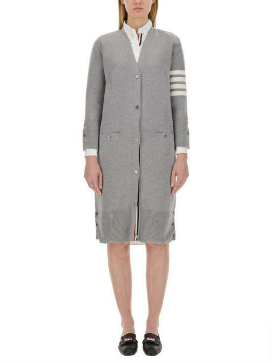 26SS 톰브라운 울 밀라노 스티치 4바 브이넥 롱 가디건 FKC289A00014055 LGRAY DOM - Thom Browne