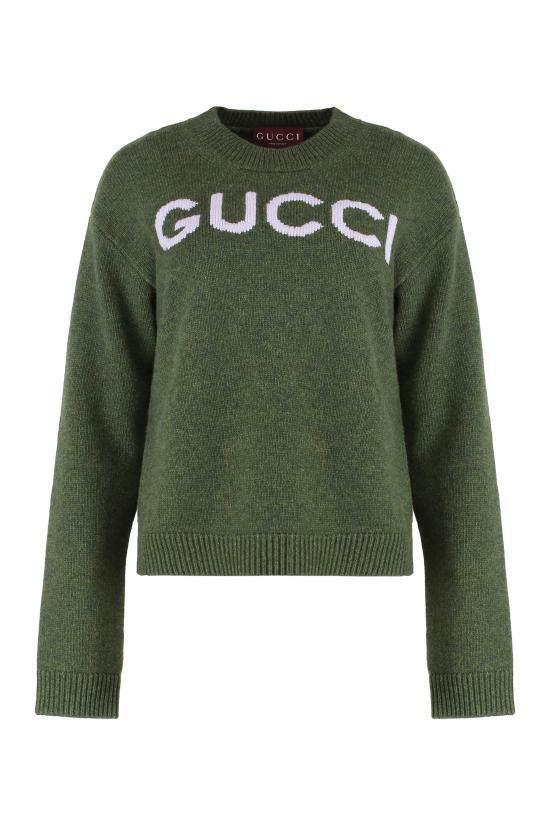25FW 구찌 인타르시아 울 탑 스웨터 770072XKEBC3035 GREEN DOM - Gucci