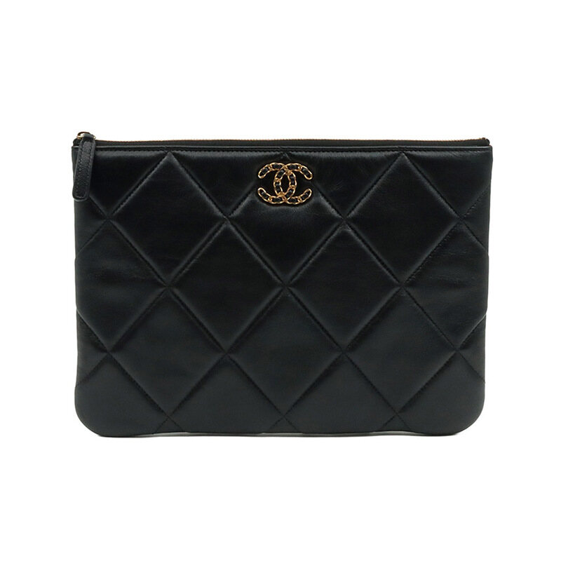 샤넬 블랙 램스킨 금장 CC로고 CHANEL 19 뉴미듐 클러치 (내장칩) / AP0951 - Chanel