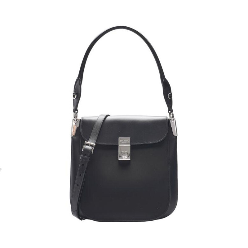 블랙 나일론 로고 마깃 플랩 여성 숄더백 1BD250 2DLN F0002 - Prada