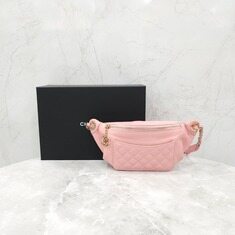 [럭스유] 샤넬 CC로고 램스킨 퀄팅 웨이스트 힙색 핑크 A57832 썸네일 8