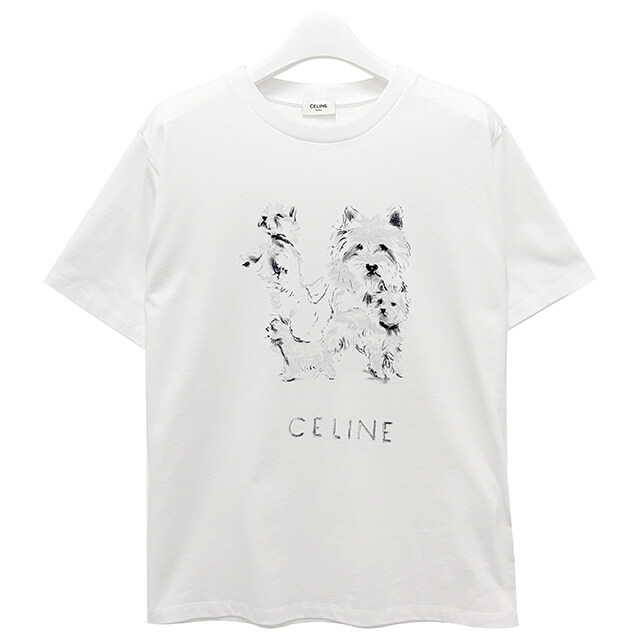 더팩토리 26SS 셀린느 로고 프린트 오버사이즈 반팔티 / 오프 화이트 그레이 (RX0IH1242 01GD) - Celine