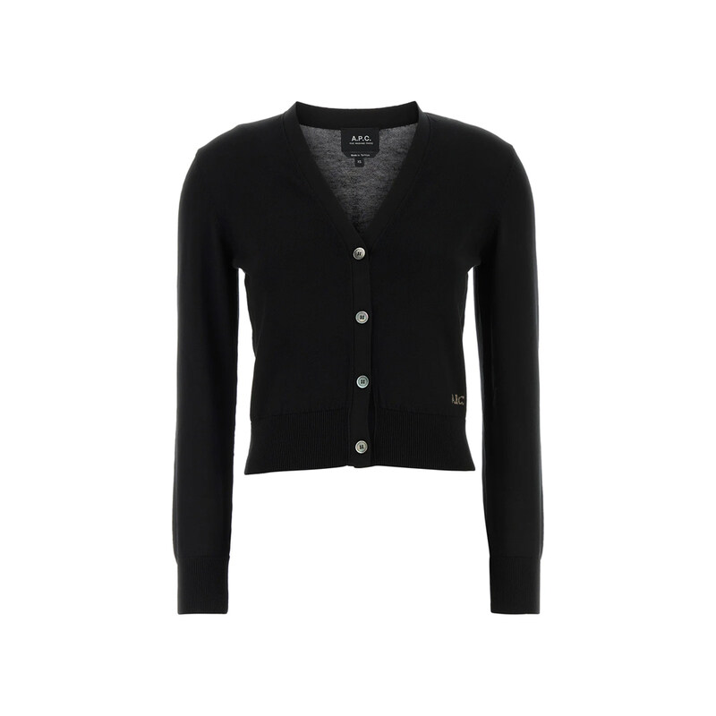 26SS 로고 브이넥 가디건 블랙 COEZJ F22330 LZZ - A.P.C.