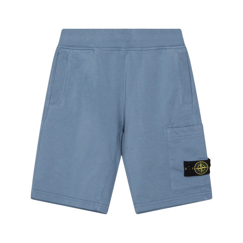 키즈 와펜 패치 코튼 하프 팬츠 파우더블루 L1S16 6200006 S0040 V004A - Stone Island