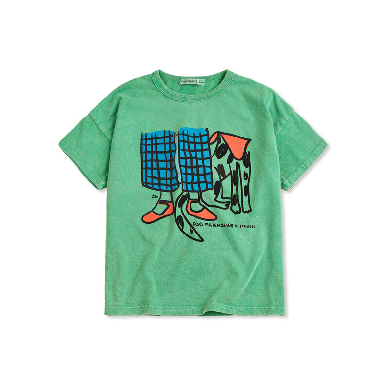 키즈 도그 프렌드십 티셔츠 그린 B126AC006 311 - Bobo Choses