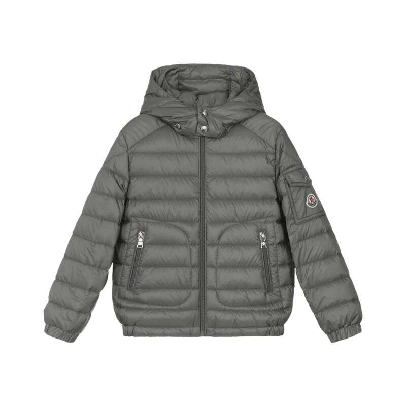 키즈 라우로스 LAUROS 로고 패치 암 포켓 패딩자켓 그레이 1A000 36 597YF 905 - Moncler