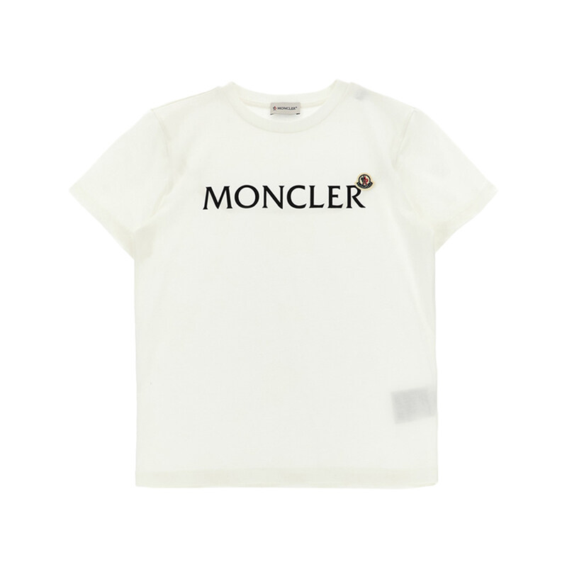 키즈 로고 패치 로고 프린트 반팔 티셔츠 화이트 8C000 10 89AFV 034 - Moncler