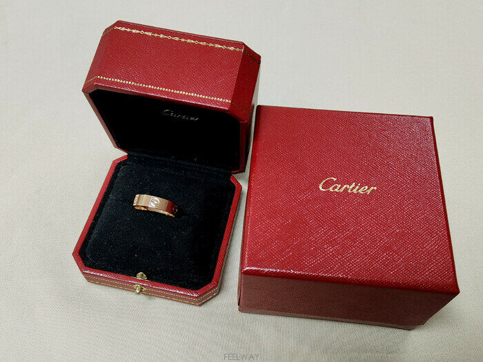 까르띠에 PG 핑크골드 18K 러브링 반지 60호 굵은링 클래식링 - Cartier