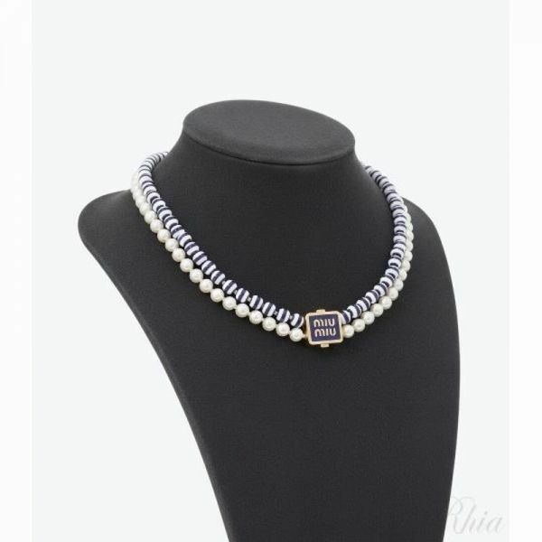 미우미우 메탈 인조 진주 초커 5IC102 2F79 F0008 - Miu Miu