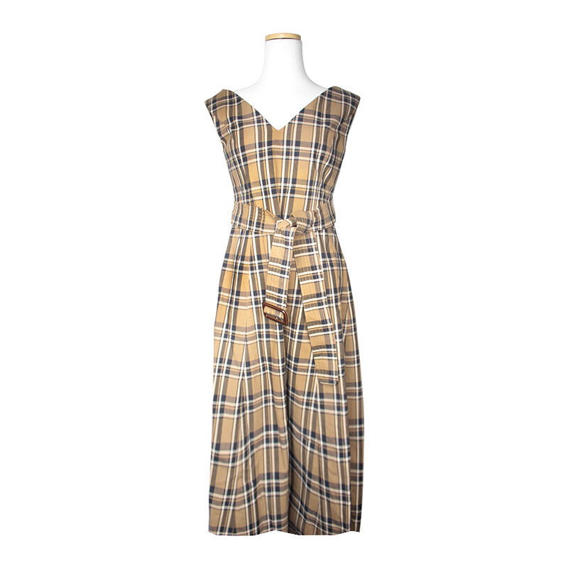 S막스마라 딥베이지 체크 나시 원피스 66 - S Max Mara