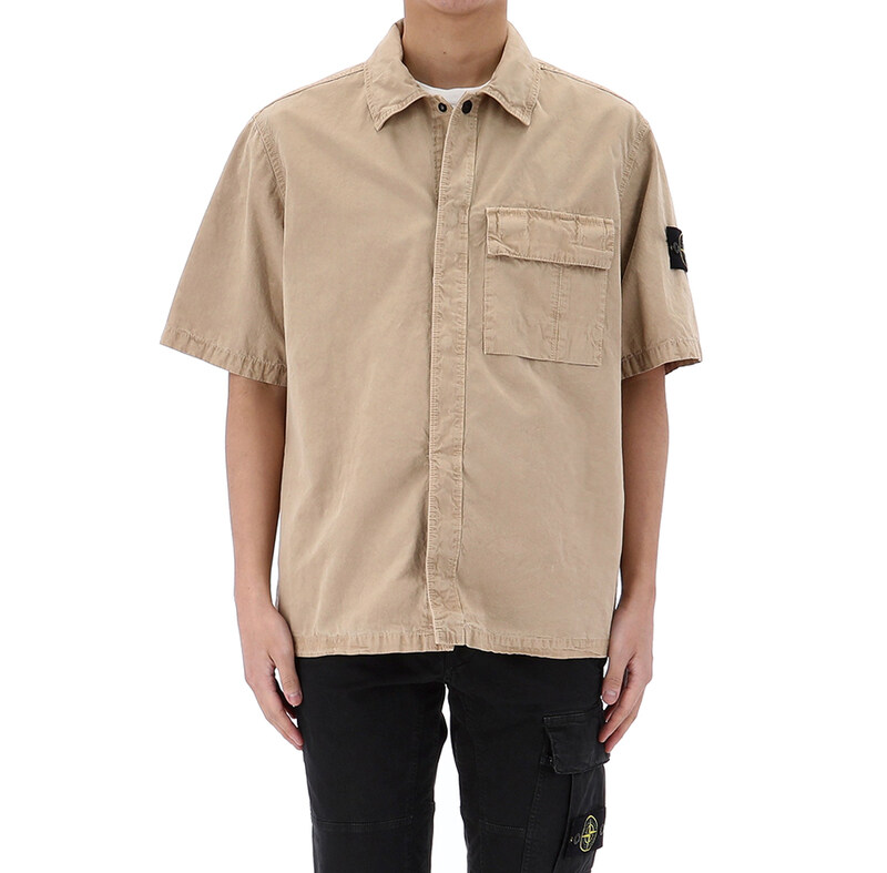 국내배송 26SS 스톤아일랜드 와펜 패치 버튼 반팔 셔츠 L1S151200031 S00WN V019A - Stone Island
