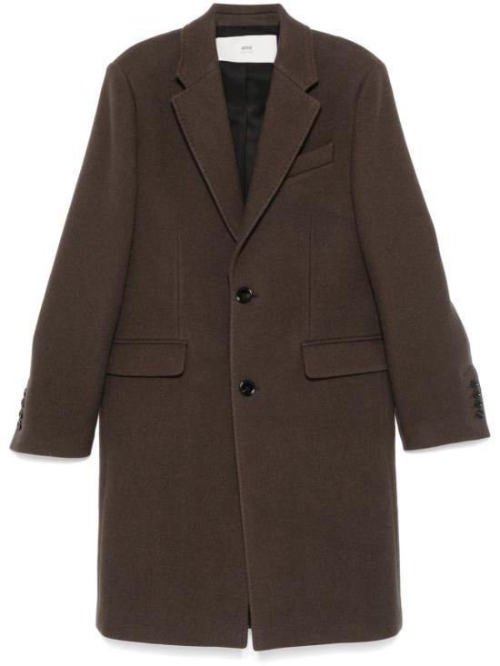 아미 투 버튼 코트 HCO010 WV0049 221 DARK COFFEE DOM - Ami