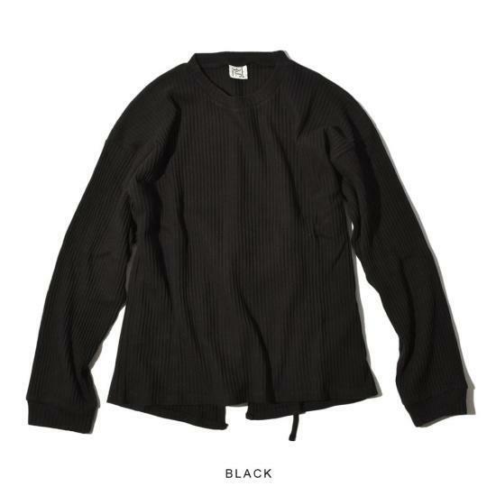 25FW 베이스레인지 긴팔 티셔츠 FSHLRIB000 BLACK DOM - Baserange