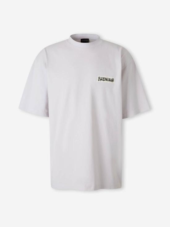 26SS 발렌시아가 마스킹 테이프 티셔츠 미디움 핏 764235 TTVL6 9012 DIRTY WHITE DOM - Balenciaga