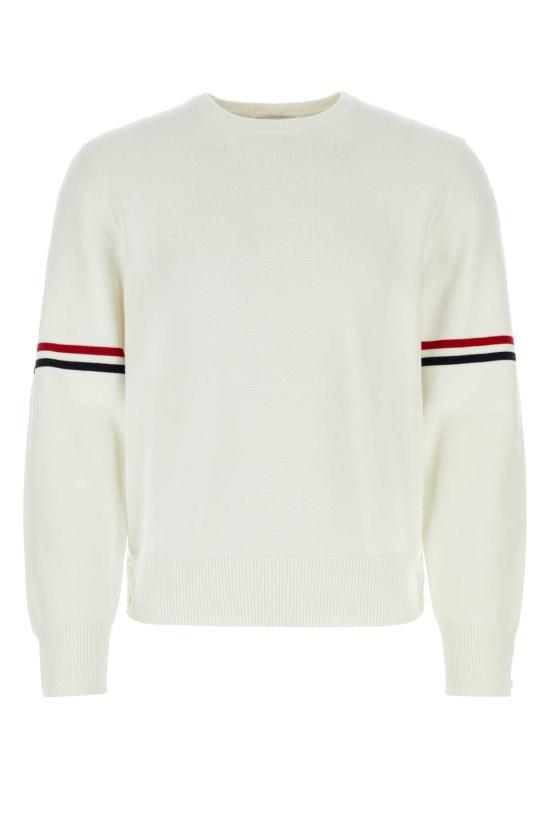 26SS 톰브라운 자카드 RWB 암밴드 니트 MKA326A Y3001 100 WHITE DOM - Thom Browne