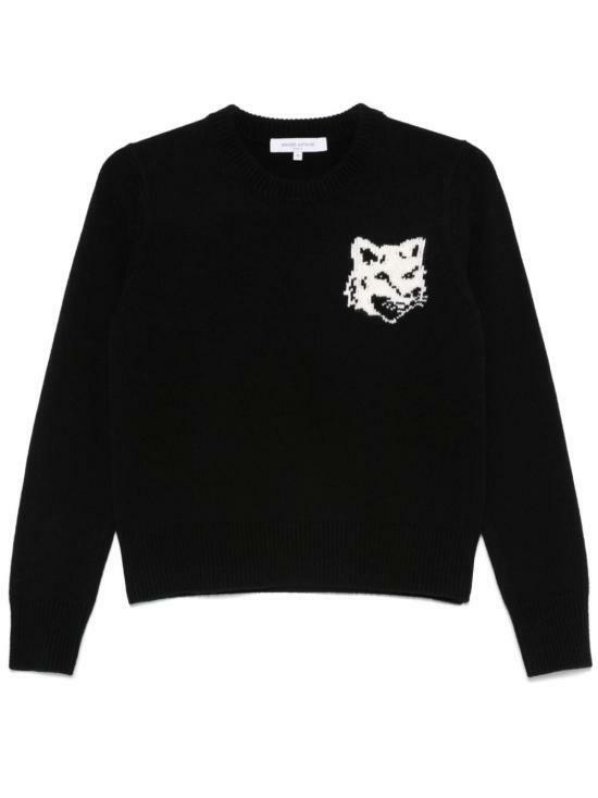 메종키츠네 폭스 헤드 인타르시아 메리노 스웨터 NW00808KM0329P199 BLACK DOM - Maison Kitsune
