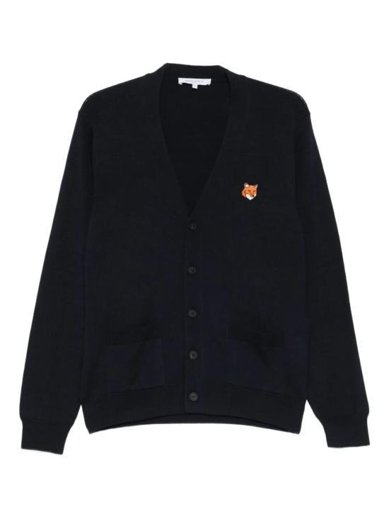 25FW 메종키츠네 폭스 헤드 메리노 레귤러 가디건 PM00501KT11810413 CLASSIC NAVY DOM - Maison Kitsune