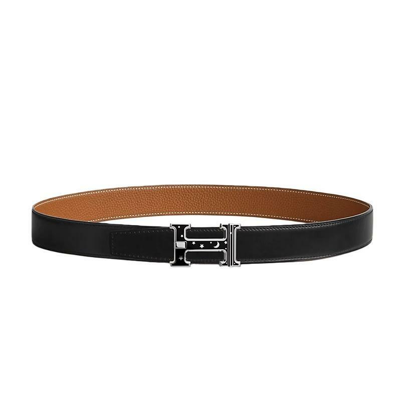 에르메스 H Day Night 리버서블 벨트 버클 리버서블 가죽 스트랩 32mm 블랙 골드 90 H011775UIAC - Hermes
