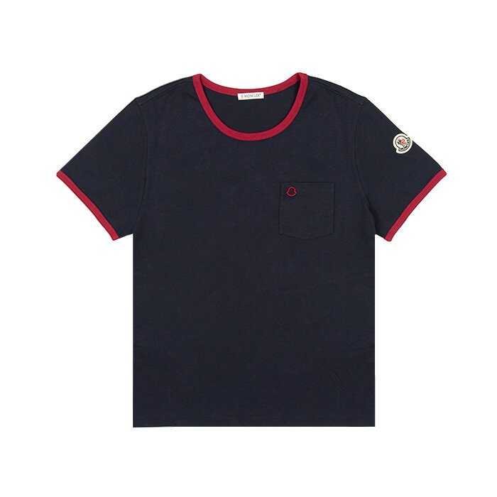 [로로모다] 몽클레어 로고 자수 코튼 네이비 여성 반팔 / 8C00019-89AUO-F74 - Moncler