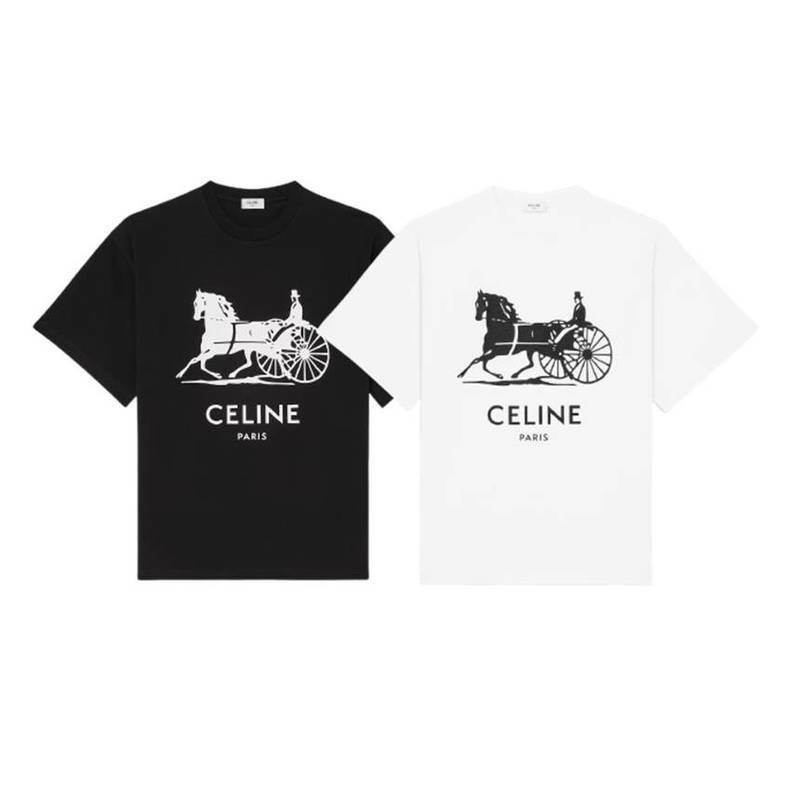 [백화점 풀셋] 내일도착 셀린느 남자 남성 블랙 화이트 로고 반팔 티셔츠 CRX0LB1242 - Celine