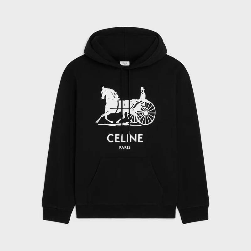 [백화점 풀셋] 내일도착 셀린느 남자 남성 루즈핏 블랙 후디 후드티 티셔츠 CRY0U1510Z - Celine