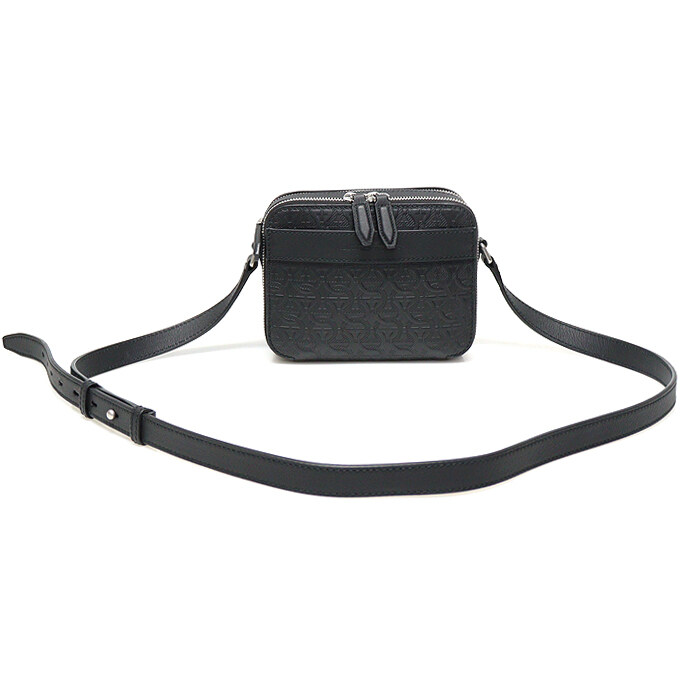 페라가모 블랙 해머드 카프스킨 간치니 로고 크로스백 / 24-0410 745702 - Salvatore Ferragamo